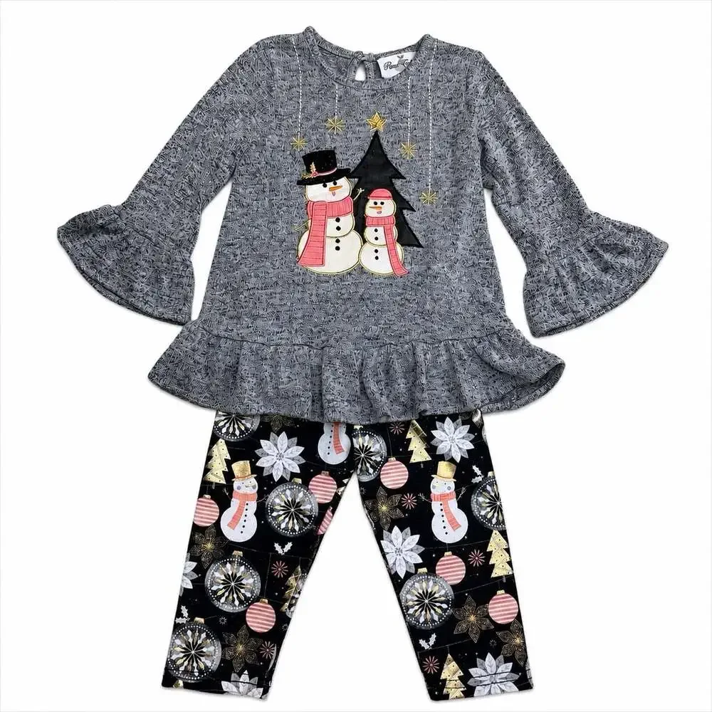 Rare Editions Girls Size 18 Month Snowman Appliqué Christmas Outfit Pants Set